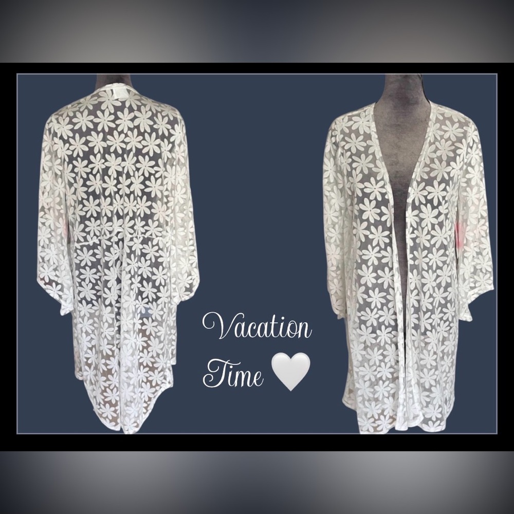 Siren Lily White Floral Sheer Cover-Up